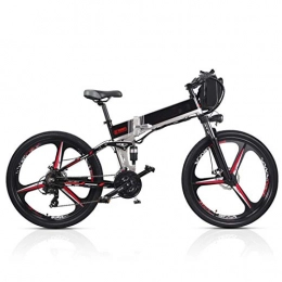 HWOEK Folding Electric Mountain Bike HWOEK Folding Electric Mountain Bike, 350W Motor 26''Commute Traveling Adult Electric Bicycle 48V Removable Battery Optional Dual Battery Style Up To 180KM Battery Life, Black, A Dual battery