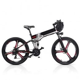 HWOEK Folding Electric Mountain Bike HWOEK Folding Electric Mountain Bike, 350W Motor 26''Commute Traveling Adult Electric Bicycle 48V Removable Battery Optional Dual Battery Style Up To 180KM Battery Life, Black, B Dual battery