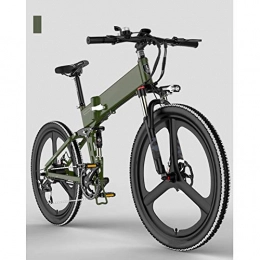 HWOEK Bike HWOEK Folding Mountain Electric Bike, 7 Speed 400W Motor 26 Inches Adults City Travel Ebike Dual Disc Brakes with Rear Seat 48V Removable Battery, Green