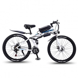 Hxl Folding Electric Mountain Bike Hxl 26-inch Electric Mountain Bike Adult Folding Bike 350 Brushless Motor 36v 10ah Removable Lithium Battery Led Meter Display 5 Gears Riding Mode, White, 10AH 40KM