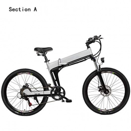 HY-WWK Bike HY-WWK Adults Electric Mountain Bike, Aluminum Alloy Frame 26 inch Folding City E-Bike Dual Disc Brakes 7-Speed 48V Removable Battery, Silver, A 10Ah, Silver