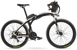 IMBM Bike IMBM GP 26'' 240W E-bike Quick-Folding Mountain Bicycle, 48V 12Ah Battery Electric Bike, Suspension Fork, Front & Rear Disc Brake (Color : Black White, Size : 12Ah+1 Spare Battery)