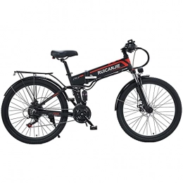 J&LILI 350W Mountain Bike 21 Speed ​​26 Inch Electric Folding Wheel with Double Suspension And Disc Brake,B