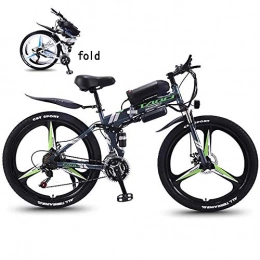 JASSXIN Folding Electric Mountain Bike JASSXIN Folding Mountain Bike, Adult Electric Mountain Bike, 350W Snow Bikes, Removable 36V 10AH Lithium-Ion Battery For, Premium Full Suspension 26 Inch Electric Bicycle, Green, 21speed
