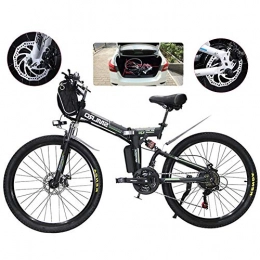 Jieer Folding Electric Mountain Bike JIEER E-Bike Folding Electric Mountain Bike, 500W Snow Bikes, 21 Speed 3 Mode LCD Display for Adult Full Suspension 26" Wheels Electric Bicycle for City Commuting Outdoor Cycling-Black