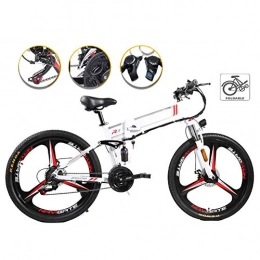 Jieer Folding Electric Mountain Bike JIEER Electric Bike Folding Mountain E-Bike for Adults 3 Riding Modes 350W Motor, Lightweight Magnesium Alloy Frame Foldable E-Bike with LCD Screen, for City Outdoor Cycling Travel Work Out-White