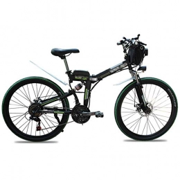 Jieer Folding Electric Mountain Bike JIEER Electric Bikes for Adults, 26" Folding Bike, 500W Snow Mountain Bikes, Aluminum Alloy Mountain Cycling Bicycle, Full Suspension E-Bike with 7-Speed Professional Transmission-Green