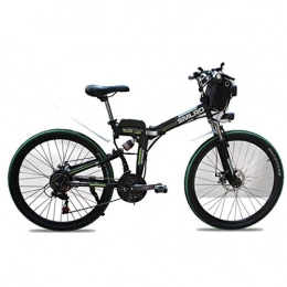 Jieer Bike Jieer Mountain Bike, 48V Electric Mountain Bike, 26 Inch Folding E-bike with 4.0" Fat Tyres Spoke Wheels, Premium Full Suspension, Black