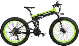 JINHH Folding Electric Mountain Bike JINHH 27 Speed 1000W Folding Electric Bicycle 26 * 4.0 Fat Bike 5 PAS Hydraulic Disc Brake 48V 10Ah Removable Lithium Battery Charging (Green Standard, 1000W)
