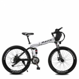 JUN Bike JUN Adult Electric Bicycle, 26 Inch 21 Speed 36V Lithium Battery Folding Mountain Bike, White