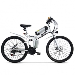 JUN Folding Electric Mountain Bike JUN Adult Electric Bicycle, 26 Inch 36VAH with Lithium Ion Battery Folding High Carbon Steel Frame Mountain Bike, White