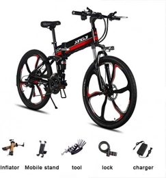 JXH Bike JXH 26 Inch Electric Mountain Bike Folding Sports Moped with Removable Lithium Battery And 350W High Brush Motor, Suitable for Adult Men And Women, Black