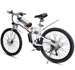 JXH Folding Electric Mountain Bike JXH Folding Electric Mountain Bike, 26 in Fat Tire Bikes 7 Speeds Ebikes for Adults with Front LED Light Double Disc Brake Hybrid Bicycle 36V / 8AH, White