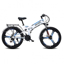 JXXU Folding Electric Mountain Bike JXXU 26" Folding Ebike, 300W Electric Mountain Bike for Adults 48V 10AH Lithium Ion Battery Pedal Assist E-MTB with 90KM Battery Life, GPS Positioning, 21-Speed (Color : A)
