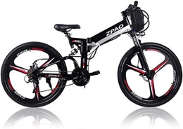 IMBM Folding Electric Mountain Bike KB26 21 Speed Folding Electric Bicycle, 48V 10.4Ah Lithium Battery, 350W 26 Inch Mountain Bike, 5 Level Pedal Assist, Suspension Fork (Color : Black Double Battery, Size : Standard)