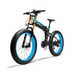 Kinsella Bike Kinsella LANKELEISI XT750 PLUS Big Fork Fat Tire Electric Mountain Bike, Folding E-bike (Blue)