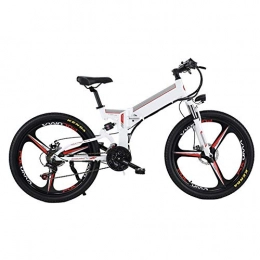 KKKLLL Folding Electric Mountain Bike KKKLLL Electric Mountain Bike Lithium Battery 48 V Foldable Bicycle Battery Car Adult Pre and After Mechanical Disc Brakes 26 Inches White