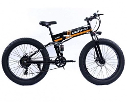 Knewss Bike Knewss 21-speed folding electric mountain bike 36V10AH lithium battery electric power snow bike fat tire 26 * 4.0 inch-Black orange_26 inches*17