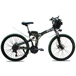 Knewss Folding Electric Mountain Bike Knewss 26-inch lithium battery bike folding mountain electric bicycle 48V15AH500W lithium battery instead of walking assist electric LED highlight headlights-36V8AH black green