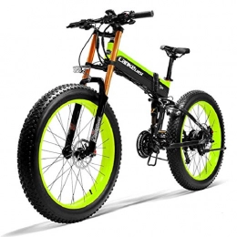 KT Mall Folding Electric Mountain Bike KT Mall 26" Electric Mountain Bike 36V 250W 6AH Lithium Battery Hidden Battery Design 35 Miles Range And Dual Disc Brakes Alloy Electric Bicycle, Green