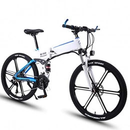 KT Mall Folding Electric Mountain Bike KT Mall 26 in Folding Electric Bike 27 Speed Aluminum Alloy Electric Mountain Bike with 36V 8AH Lithium Battery and Shock Absorber 350W High Speed Double Disc Brake E-Bike for Adults, White