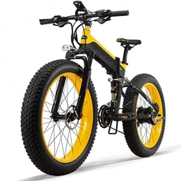 KT Mall Folding Electric Mountain Bike KT Mall Electric Mountain Bike 1000W 26inch Fat Tire e-Bike 27 Speeds Beach Mens Sports Bike for Adults 48V 13AH Lithium Battery Folding Electric bicycle, Yellow