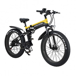 KT Mall Bike KT Mall Electric Mountain Bike 26" Folding Electric Bike 48V 500W 12.8AH Hidden Battery Design with LCD Display Suitable 21 Speed Gear and Three Working Modes, Yellow