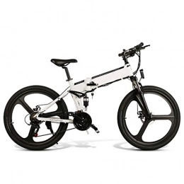 KT Mall Folding Electric Mountain Bike KT Mall Electric Off-road Bike, 350w Brushless Motor 26 Inch Adults Electric Mountain Bike 21 Speed Removable 48v Battery Dual Disc Brakes Removable Lithium-ion Battery, White
