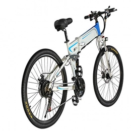KT Mall Folding Electric Mountain Bike KT Mall Mens Mountain Bike Ebikes All Terrain with Lcd Display Folding Electronic Bicycle 1000w 7 Speed 48v 14ah Batttery 26 * 4 Inch Electric Bike Full Suspension for Men Adult, Blue