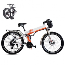 KuaiKeSport Folding Electric Mountain Bike KuaiKeSport Folding Electric Bike, 26Inch Mountain Bike for Adult, Fat Tire Ebike 48V 350W 10.4AH Removable Lithium Battery Travel Assisted Electric Bike MTB Fold up Bike for Adult, MAX 40km / h, Orange