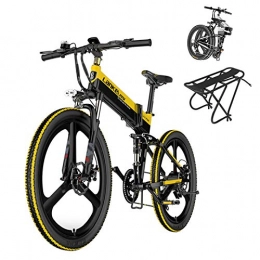 L-LIPENG Folding Electric Mountain Bike L-LIPENG 26" Electric Bike, 48v 10.4ah Removable Lithium-Ion Battery, 400w Motor, 7 Speed Shock-Absorbing Mountain Bicycle, Aluminum Framesuspension Fork Beach Snow Ebike Electric Mountain Moped, Yellow