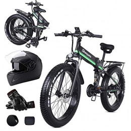 L-LIPENG Bike L-LIPENG 26inch fat Tire Folding Electric Mountain Bike, 1000w Motor Aluminum Frame, 48v 12.8ah Removable Lithium Battery, 21 Speed Shock-Absorbing Mountain Bicycle, Beach Snow Bicycle, Green