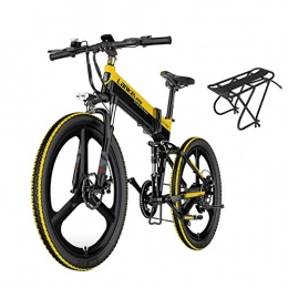 L-LIPENG Folding Electric Mountain Bike L-LIPENG 26inch Mountain Electric Bike, 400w Urban Commuting Electric Bikes for Adults, Removable Lithium Battery, Professional 7 Speed Gears, Aluminium Frame Suspension fork Beach Snow Ebike, Yellow