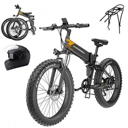 L-LIPENG Bike L-LIPENG 26inch4.0 fat tire Folding Electric Mountain Bike, 400w Moped Electric Bicycles, Beach Snow Bicycle, 48v12ah Removable Lithium Battery, Professional 7 Speed Gears, Dual Disc Brakes