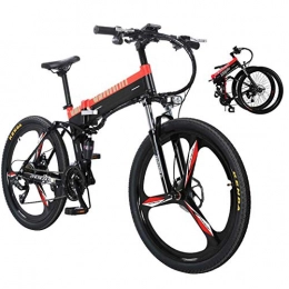 LABUBY Bike LABUBY 26"Electric Folding Mountain Bike For Adults Hybrid Bikes(48v 10ah / 400w) Double Disc Brake And Full Suspension Aluminum Alloy Frame Mountainbike Bicycle 27 Speed