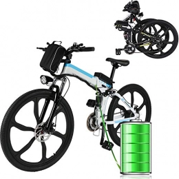 Laiozyen Folding Electric Mountain Bike Laiozyen E-bike Folding Bike Mountain Bike Electric Bike with 21-speed Shimano Transmission System, 250W, 8AH, 36V lithium-ion battery, 26"inch, Pedelec City Bike Lightweight (Type 3- White)