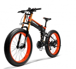 Brogtorl Folding Electric Mountain Bike Lankeleisi 750plus 48V 14.5ah 1000W full function electric bicycle 26"4.0 large tire MTB electric bicycle folding adult men and women anti upgrade fork (red, 500W)