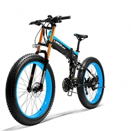 Brogtorl Folding Electric Mountain Bike Lankeleisi electric bicycle folding electric bicycle full-featured electric bicycle 26" 4.0 big tire 750plus 48V 14.5ah 1000W upgrade fork (blue, A battery)
