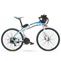 LANKELEISI Bike LANKELEISI GP 26'' 240W E-bike Quick-Folding Mountain Bicycle, 48V 12Ah Battery Electric Bike, Suspension Fork, Front & Rear Disc Brake (White Blue, 12Ah)