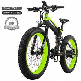 LANKELEISI Folding Electric Mountain Bike LANKELEISI T750plus 26'' Folding Electric Fat Bike Snow Bike, Bafang 750W Motor, Top Brand Lithium Battery, Optimized Operating System (Green A, 10.4Ah)