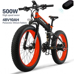 LANKELEISI Folding Electric Mountain Bike LANKELEISI XT750PLUS 48V 10AH 500W engine new all-round electric bike 26 '' 4.0 wholesale tire electric bike 27-speed snow mountain folding electric bike adult female / male with anti-theft device