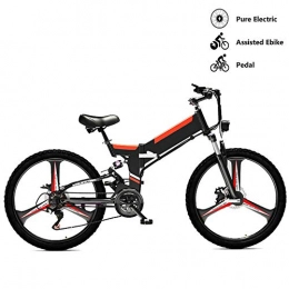 LAOHETLH Bike LAOHETLH Full suspension mountain bike 34-inches folding electric mountain bike 21 Speed gear electric bicycle 48V 10AH Lithium-Ion E-Bike power supply 350W Motor Aluminum alloy adult bicycle