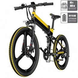 LAOHETLH Bike LAOHETLH Full Suspension Mountain Bike 34-Inches Folding Electric Mountain Bike 7 Speed Gear Electric Bicycle 48v 10.4ah Lithium-Ion E-Bike Power Supply 400w Motor Aluminum Alloy Adult Bicycle