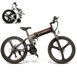 LCLLXB Folding Electric Mountain Bike LCLLXB SIMEBIKE 26'' Electric Mountain Bike Removable Large Capacity Lithium-Ion Battery (48V 350W), Electric Bike 21 Speed Gear Three Working Modes, black