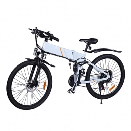 LDGS Folding Electric Mountain Bike LDGS ebike Electric Bike, 26 Inch Tire Foldable E-Bike 500W Off-Road Electric Commuting Bicycles 48V 10.4Ah Adult Electric Bike Snow Bicycle (Color : White)