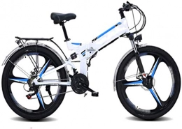 Leifeng Tower Folding Electric Mountain Bike Leifeng Tower High-speed 26 inch Folding Electric Bikes Bicycle Mountain, 48V10Ah lithium battery 21 speed Adult Bike GPS positioning Sports Cycling (Color : White)