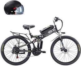 Leifeng Tower Folding Electric Mountain Bike Leifeng Tower High-speed 26" Power-Assisted Bicycle Folding, Removable Lithium Battery 48V 8AH, 350W Motor Straddling Easy Compact, Folding Mountain Electric Bike (Color : Black)
