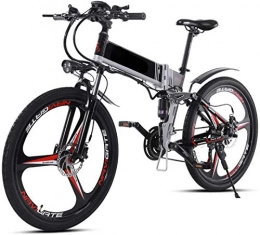 Leifeng Tower Bike Leifeng Tower High-speed Folding Electric Bikes for Adults 350W Aluminum Alloy Mountain E-Bikes with 48V10ah Lithium Battery and GPS, Double Disc Brake 21 Speed Bicycle Max 40Km / H (Color : Black)