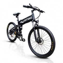 Lightning E-Bike - 26 Inch Mountain Wheels Folding Frame 9.6Ah Electric Pedal Bike Li-Battery (Black)