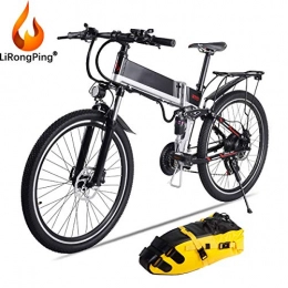 LiRongPing Folding Electric Mountain Bike Lightweight Electric Bike For Adult, 36V 10Ah Battery, 350W High Speed Motor, Electric Bicycle E-bike For Work Outdoor Cycling Travel-Assembly in advance 90%